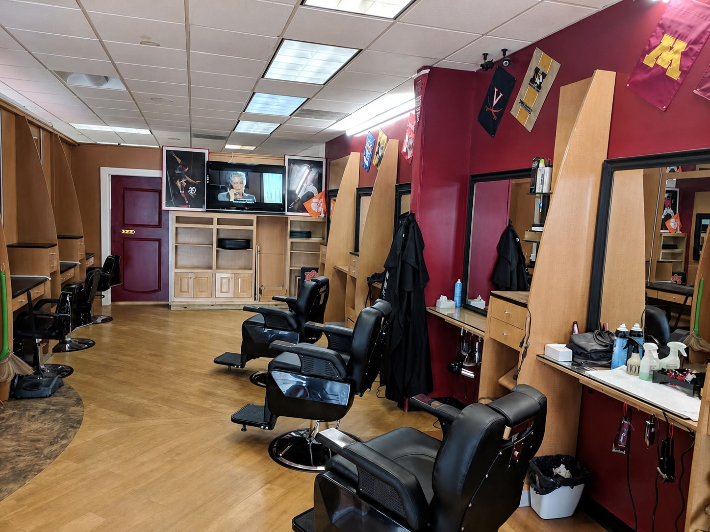 Man Up Haircuts shop interior with barber chairs and workstations